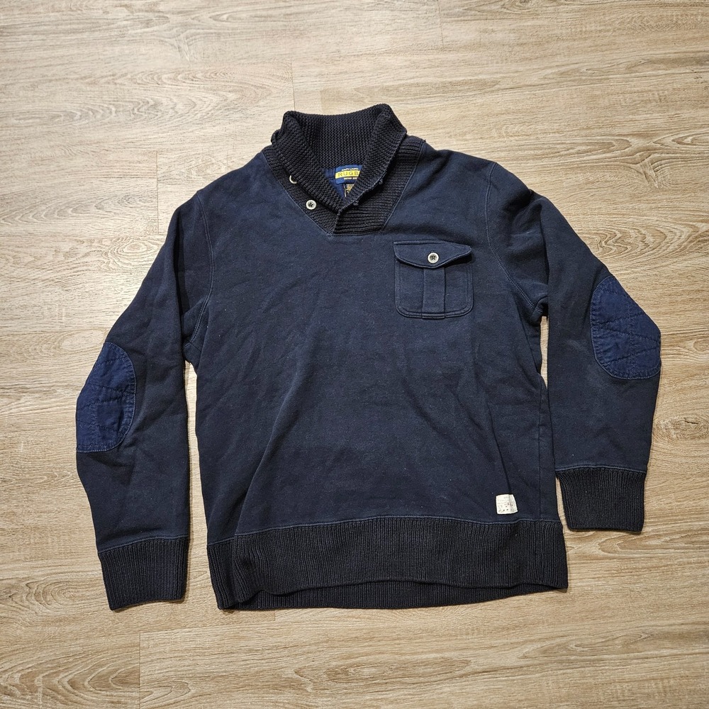 Rugby Ralph Lauren Shawl Collar Sweatshirt Elbow Patch NWOT Men's Large